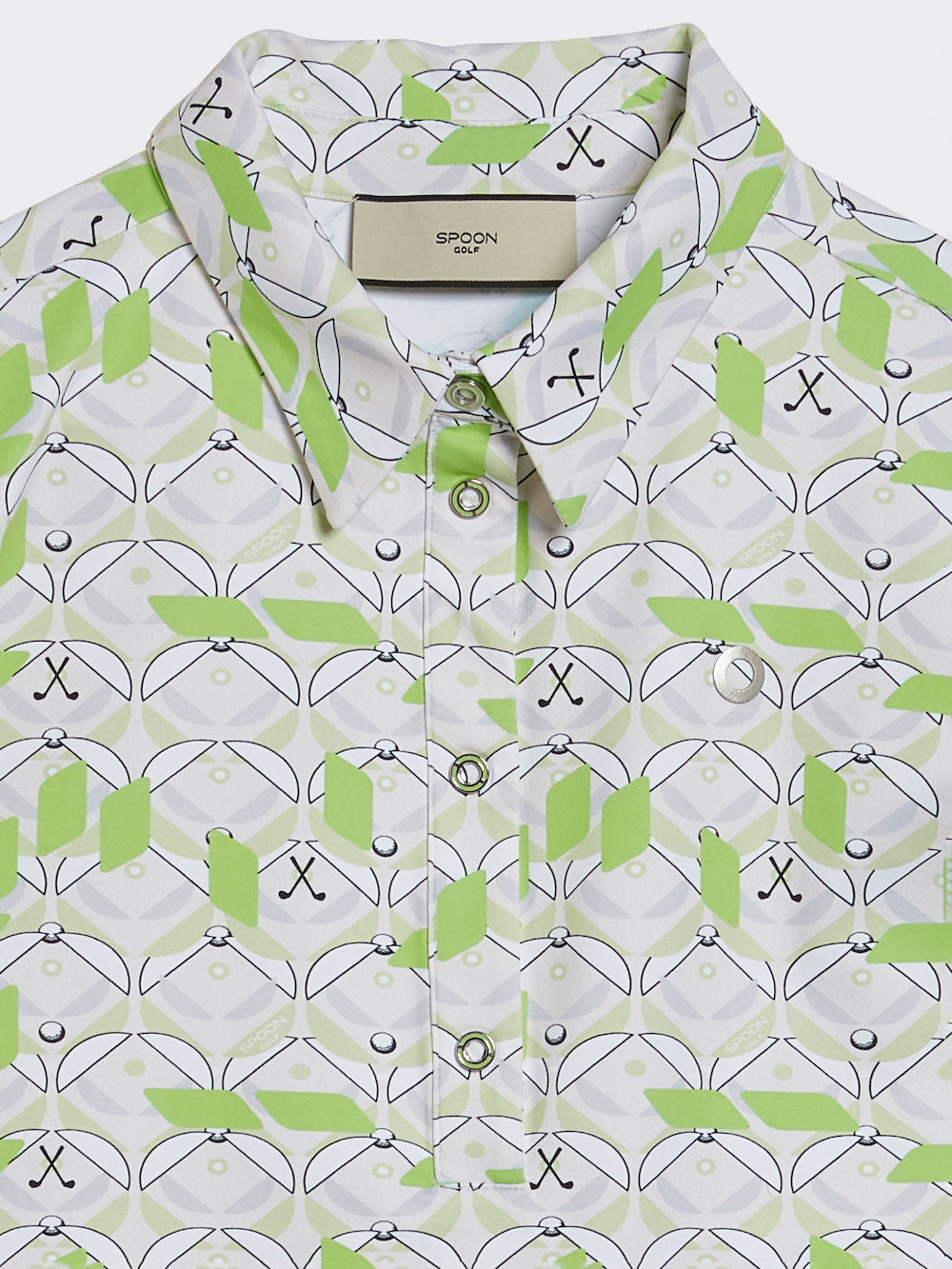 Geo Print Polo Shirt with Snap Buttons
