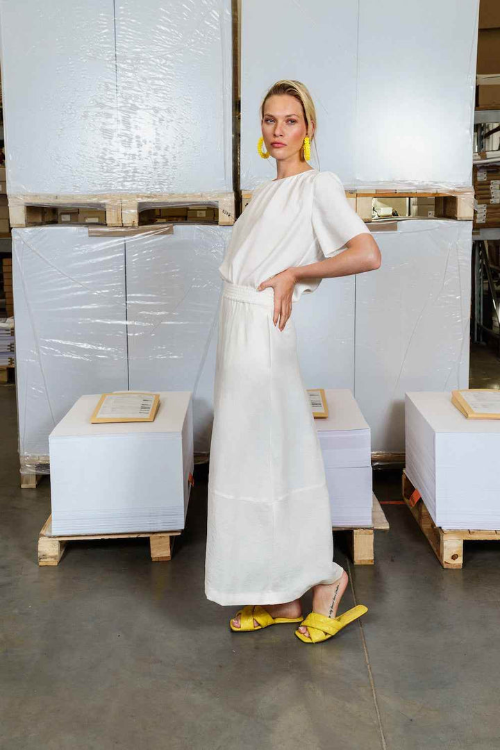 Long Crepe Skirt with Elastic Waistband - SPOON