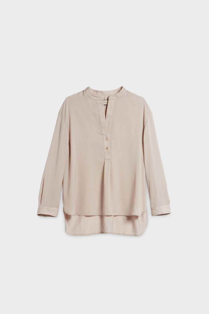 Satin Blouse with Stand-up Collar - SPOON