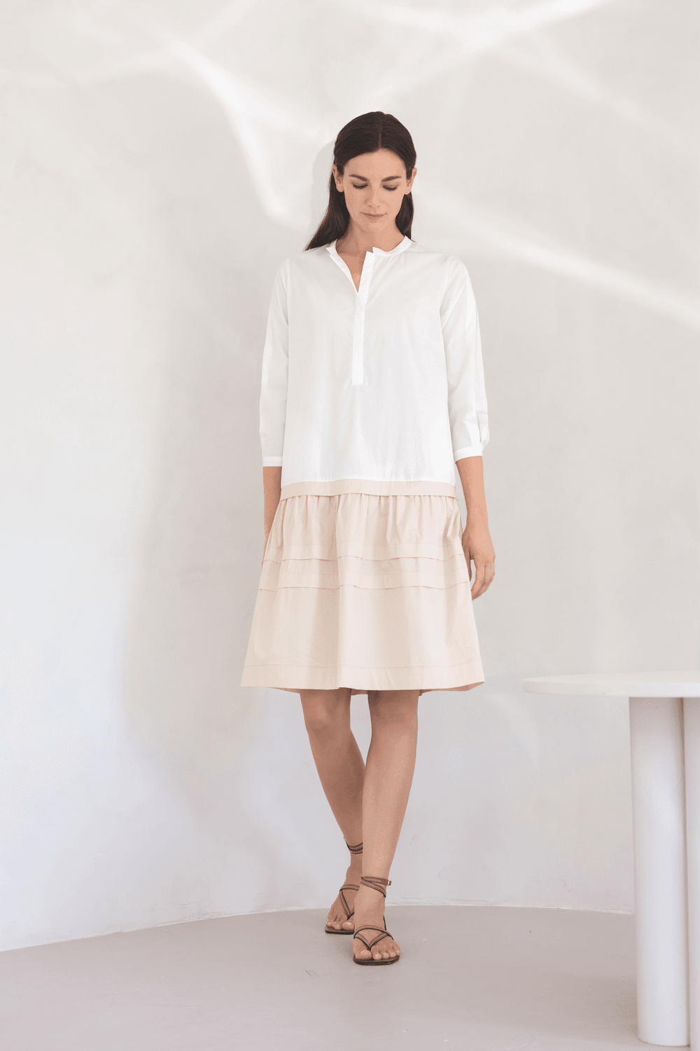 Sleeve Pleat Ruffle Dress – SPOON