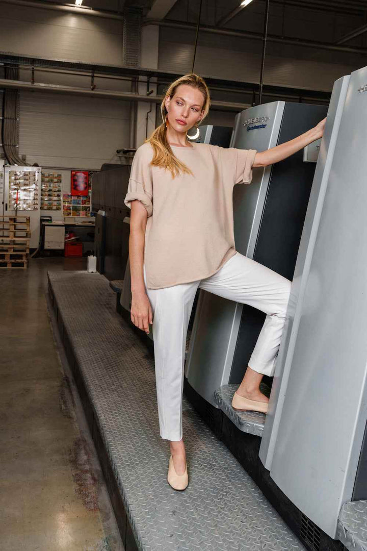 Cashmere T-Shirt with Turned Up Sleeves - SPOON