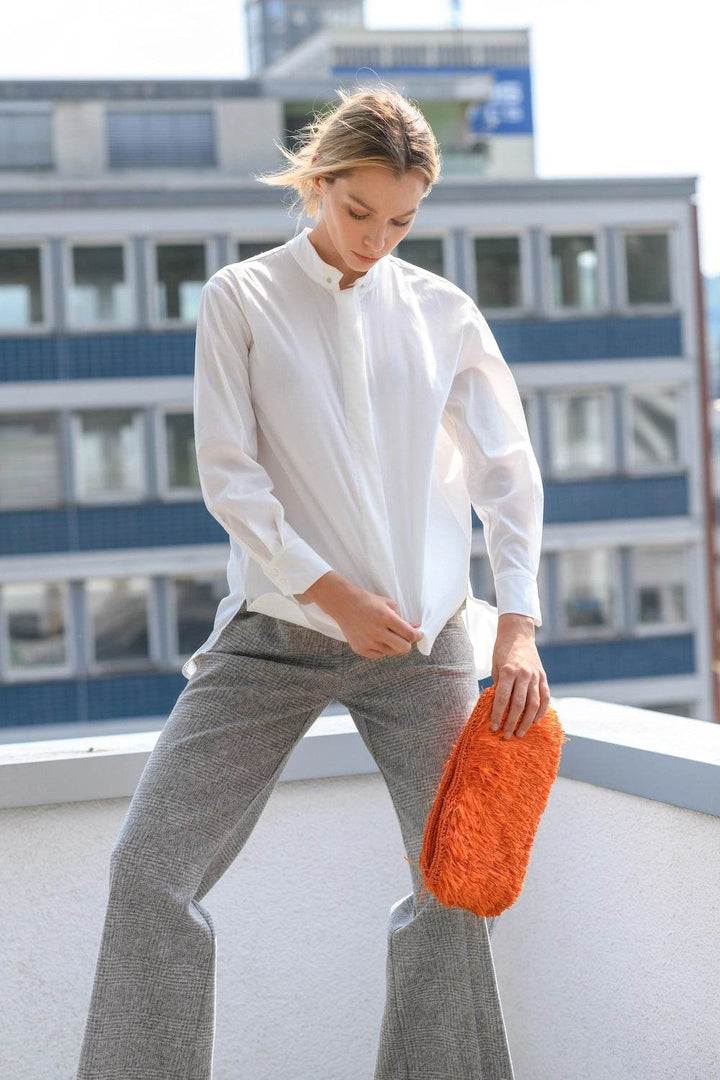 Double Stand-Up Collar Cotton Blend Shirt - SPOON