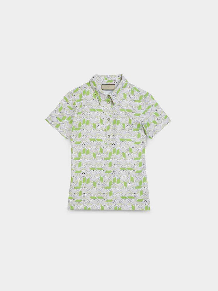 Geo Print Polo Shirt with Snap Buttons - SPOON