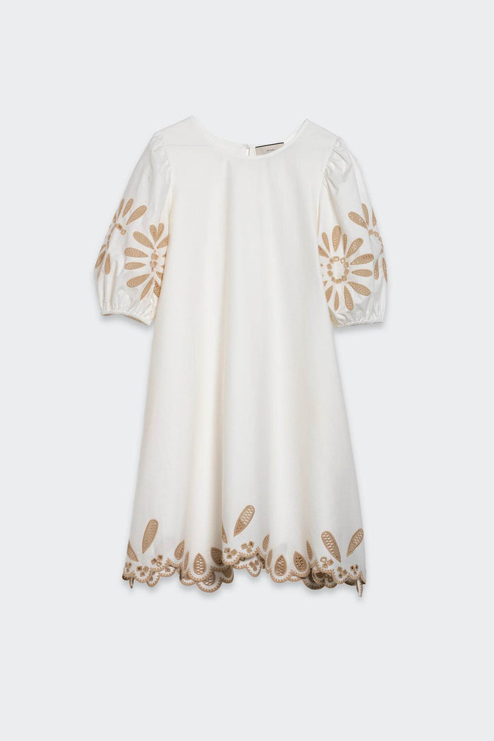 Embroidery Balloon Sleeves Dress - SPOON