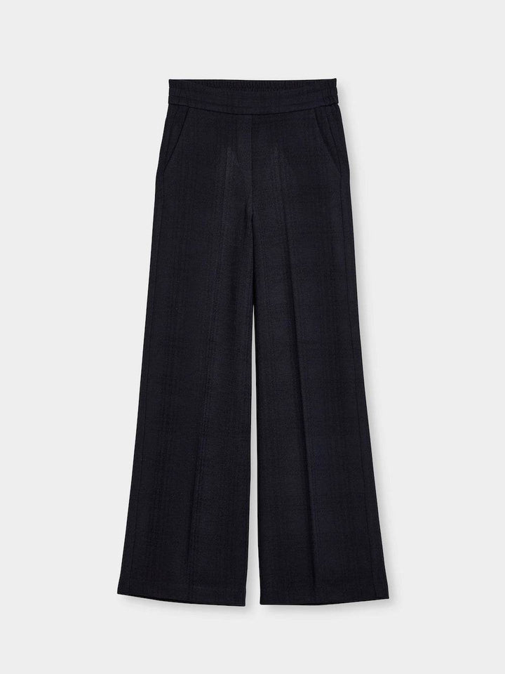 Long Wide Leg Jersey Check Pants - SPOON