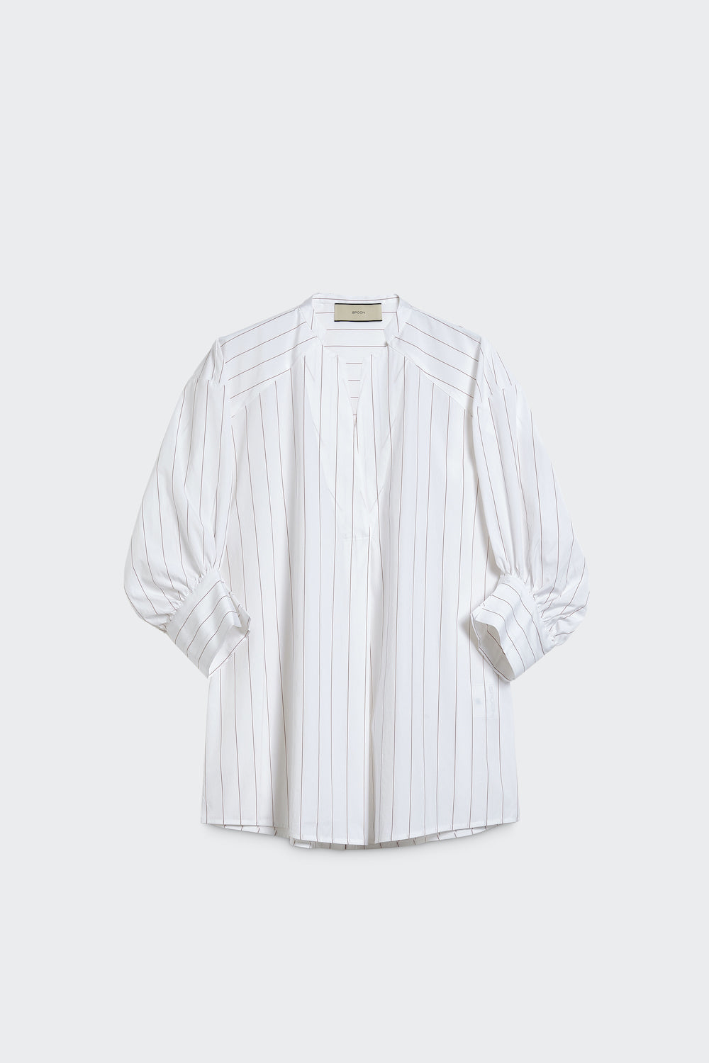 Maxistriped V-Neck Blouse with Dividing Seam - SPOON
