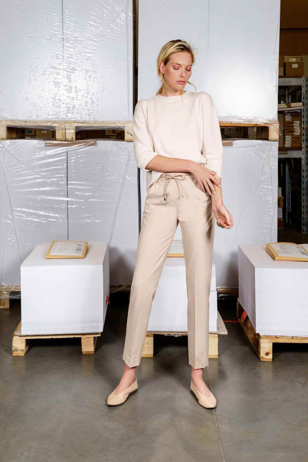 Pants with Faux Leather Strings SPOON – SPOON