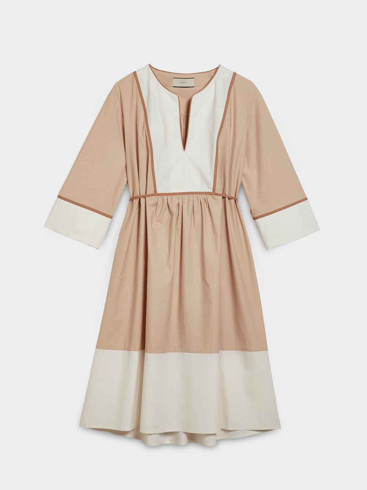 Dress with Plastron and Color Blocking - SPOON