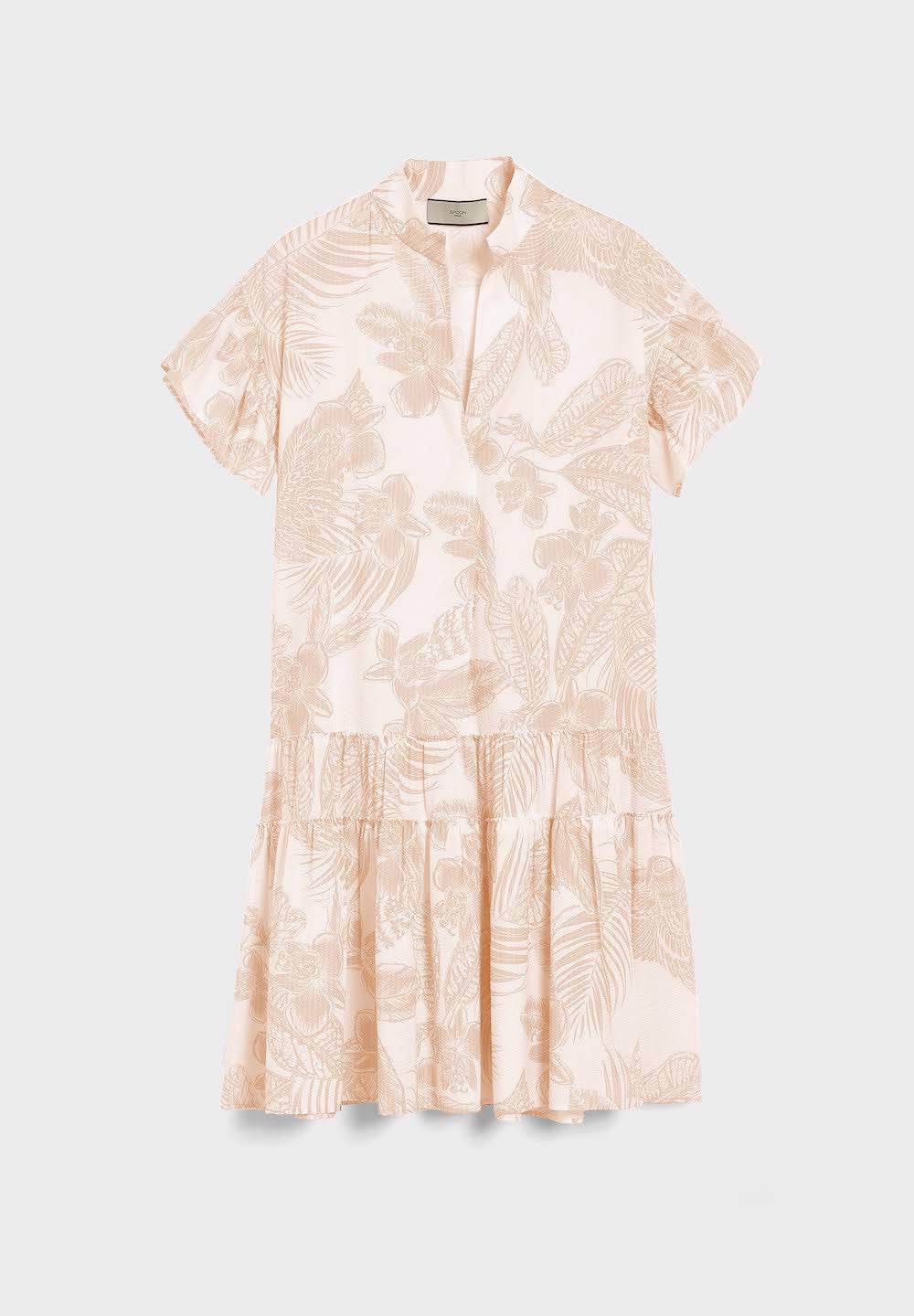 Printed Cotton Flared Hem Dress with V-Neck - SPOON