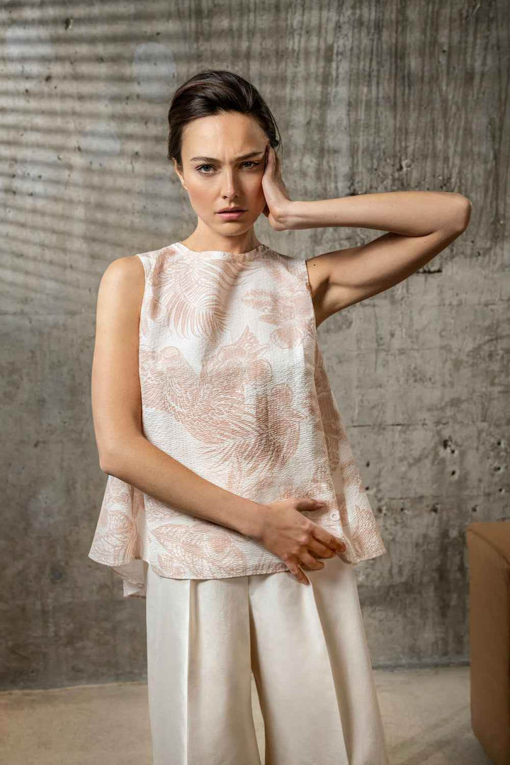 Printed Roundneck A-Line Top - SPOON