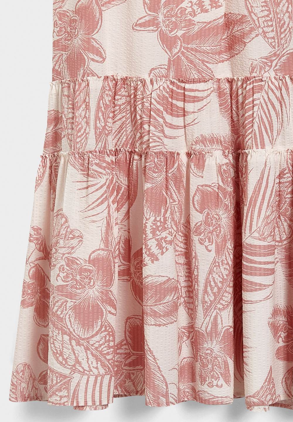 Printed Cotton Flared Hem Dress with V-Neck - SPOON