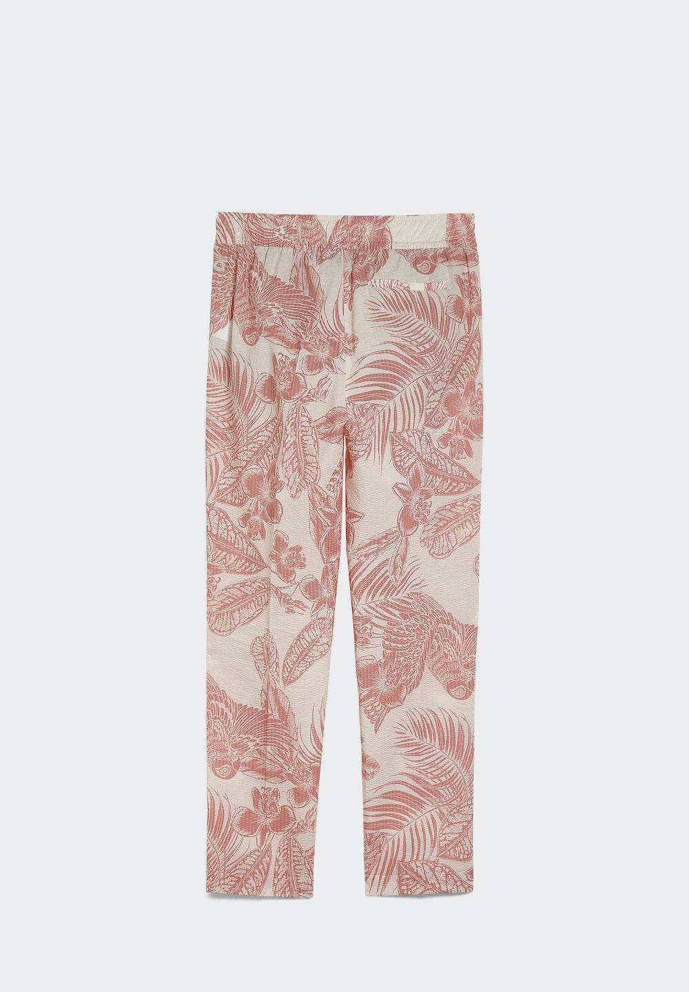 Printed Cotton Lille Slipover Pants with Welt Pockets - SPOON