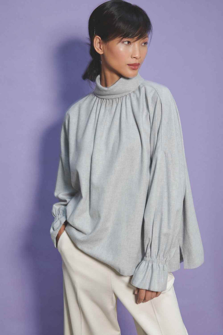 Gathered Flannel Blouse - SPOON