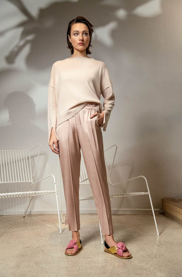 Viscose Slipover Pants with Welt Pockets - SPOON