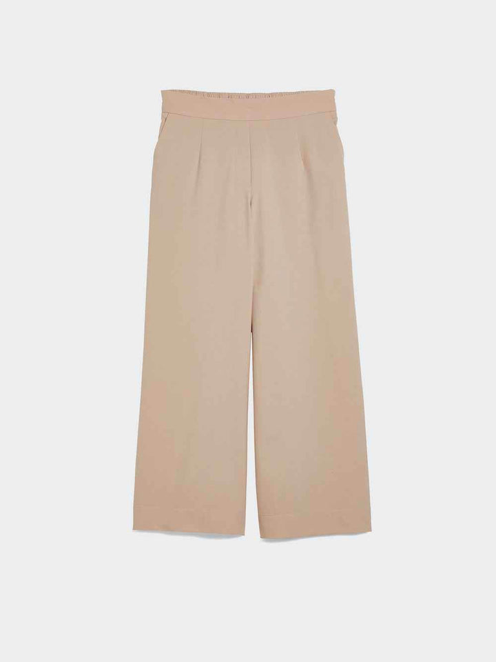 Wide Leg Pants with Back Elastic Waistband - SPOON