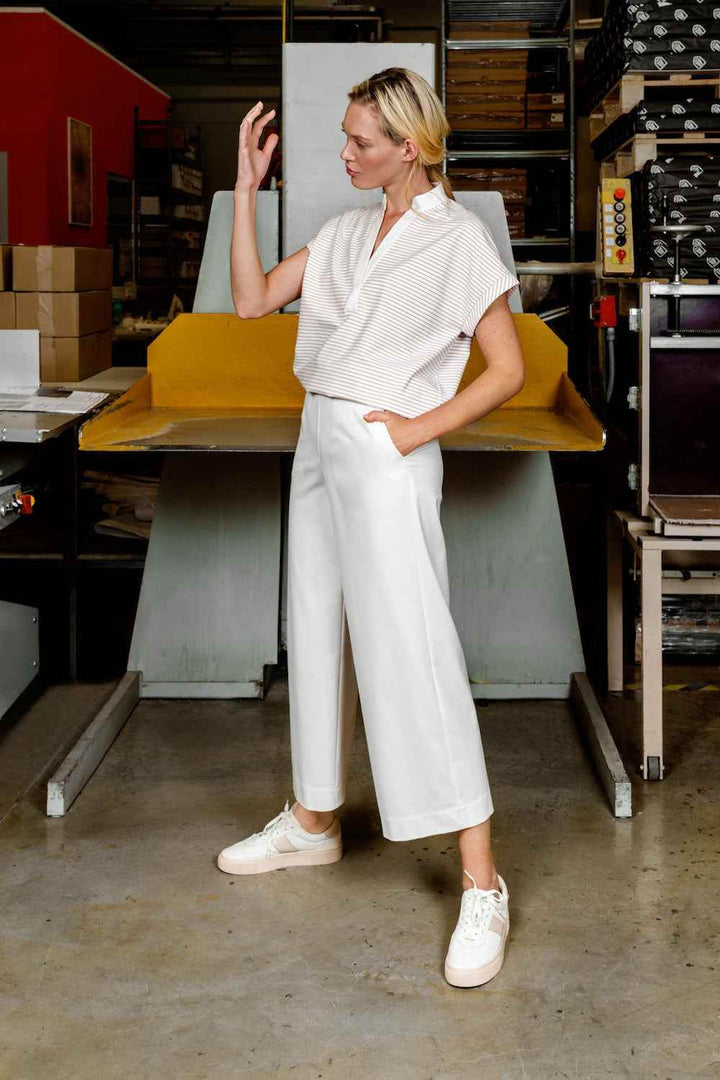 Wide Leg Pants with Back Elastic Waistband - SPOON