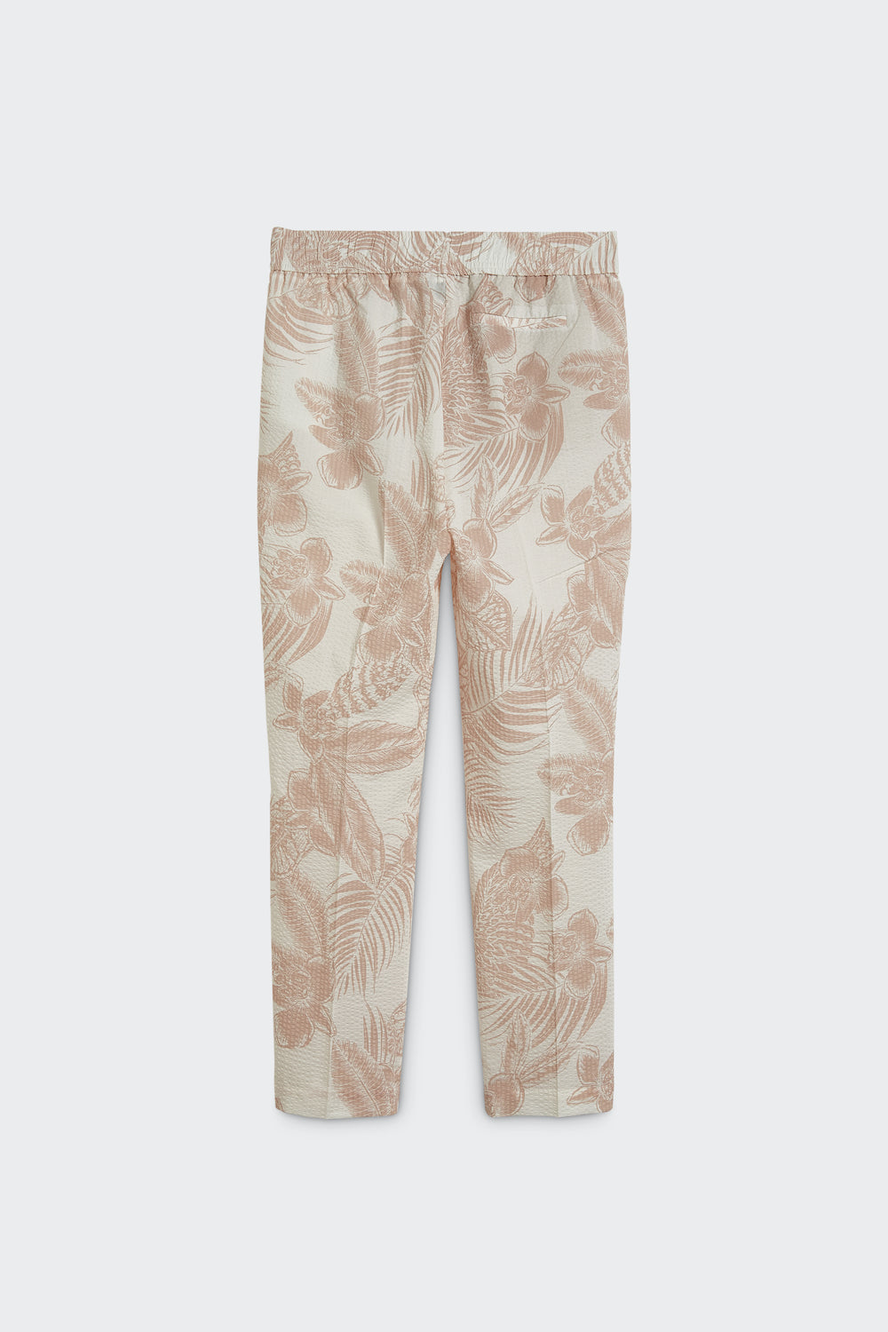 Printed Cotton Lille Slipover Pants with Welt Pockets