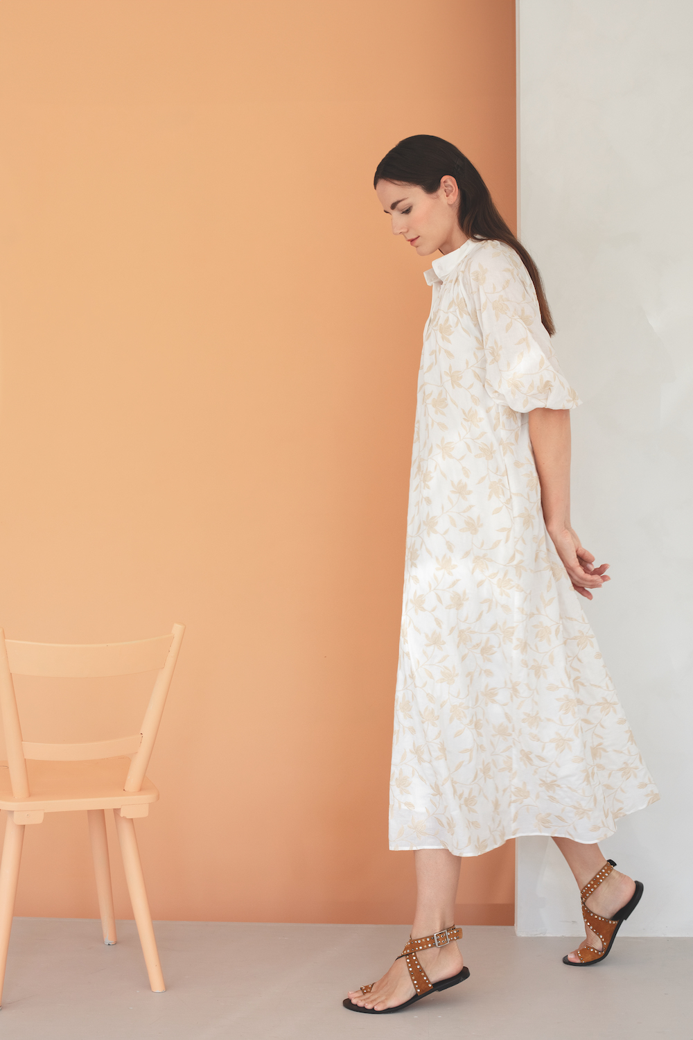 Long Dress with Puff Raglan Sleeve