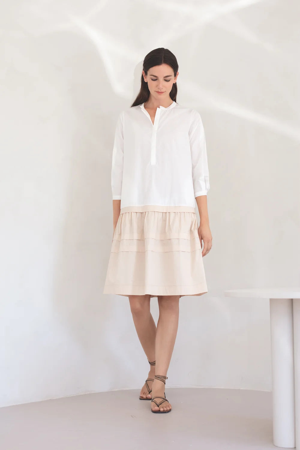 Sleeve Pleat Ruffle Dress