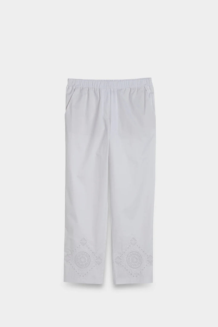Slip On Broderie Cotton Pants