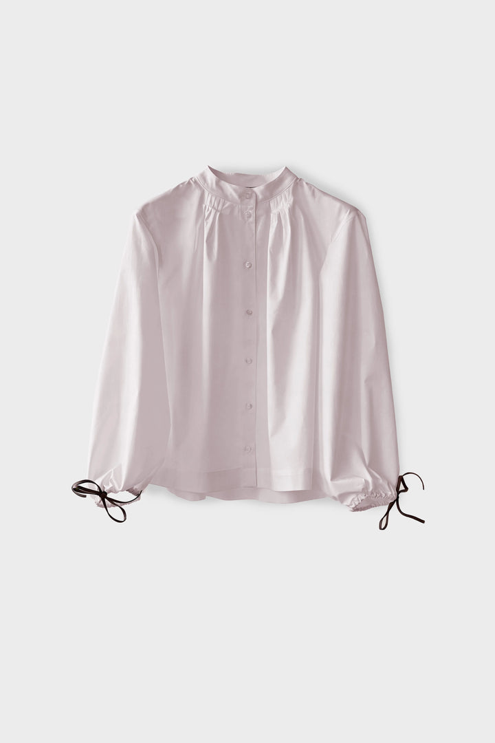 Blouse with Tie Cuff Sleeves front pink 