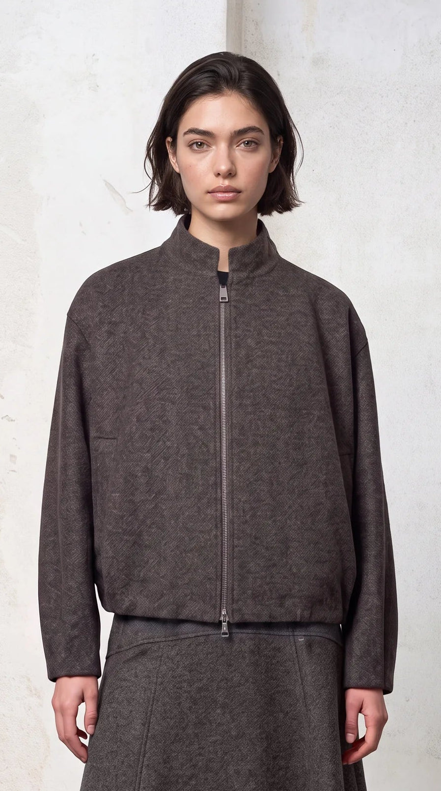 Bomber with Pleated Hem model 