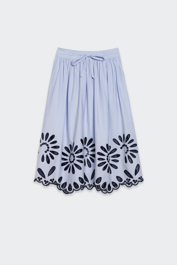 Embroidered Pleated Skirt