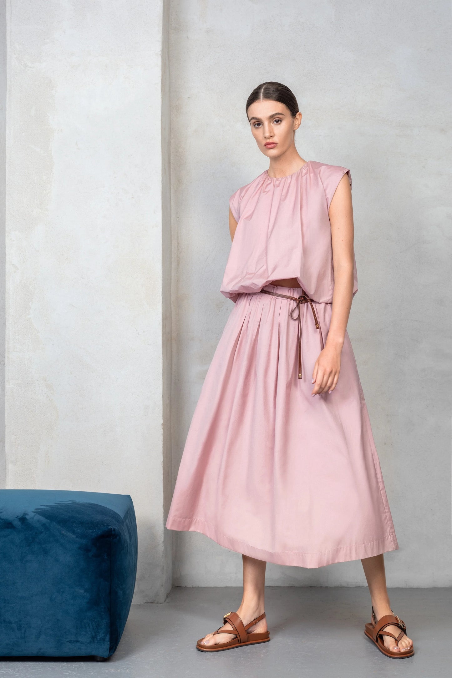 Gathered Sleeveless Blouse