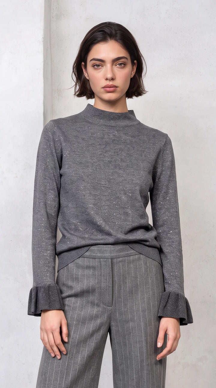 Knitted Sweater with Volants