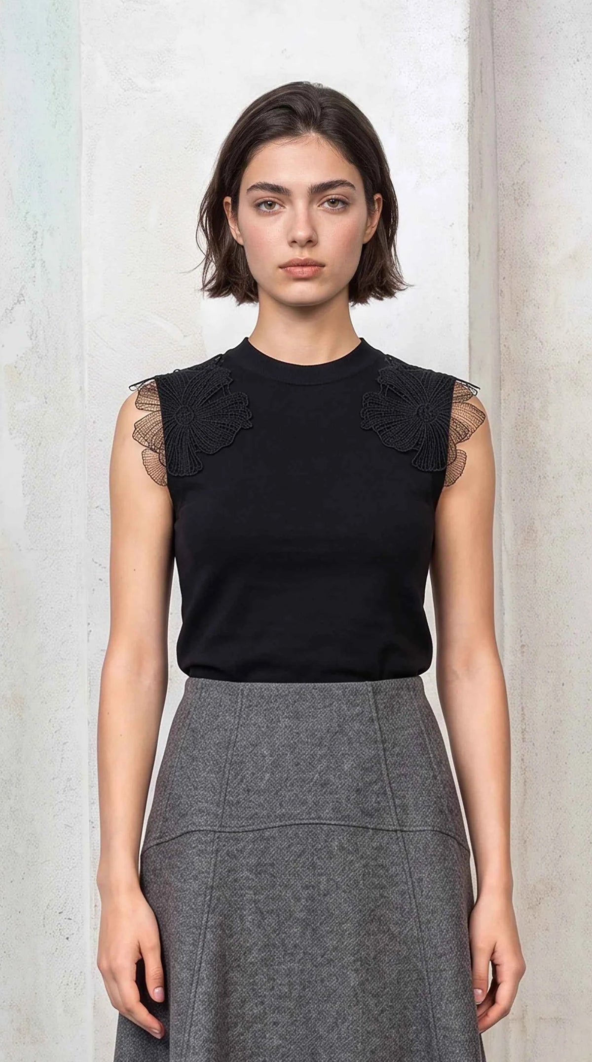 Knitted Top with Lace Details