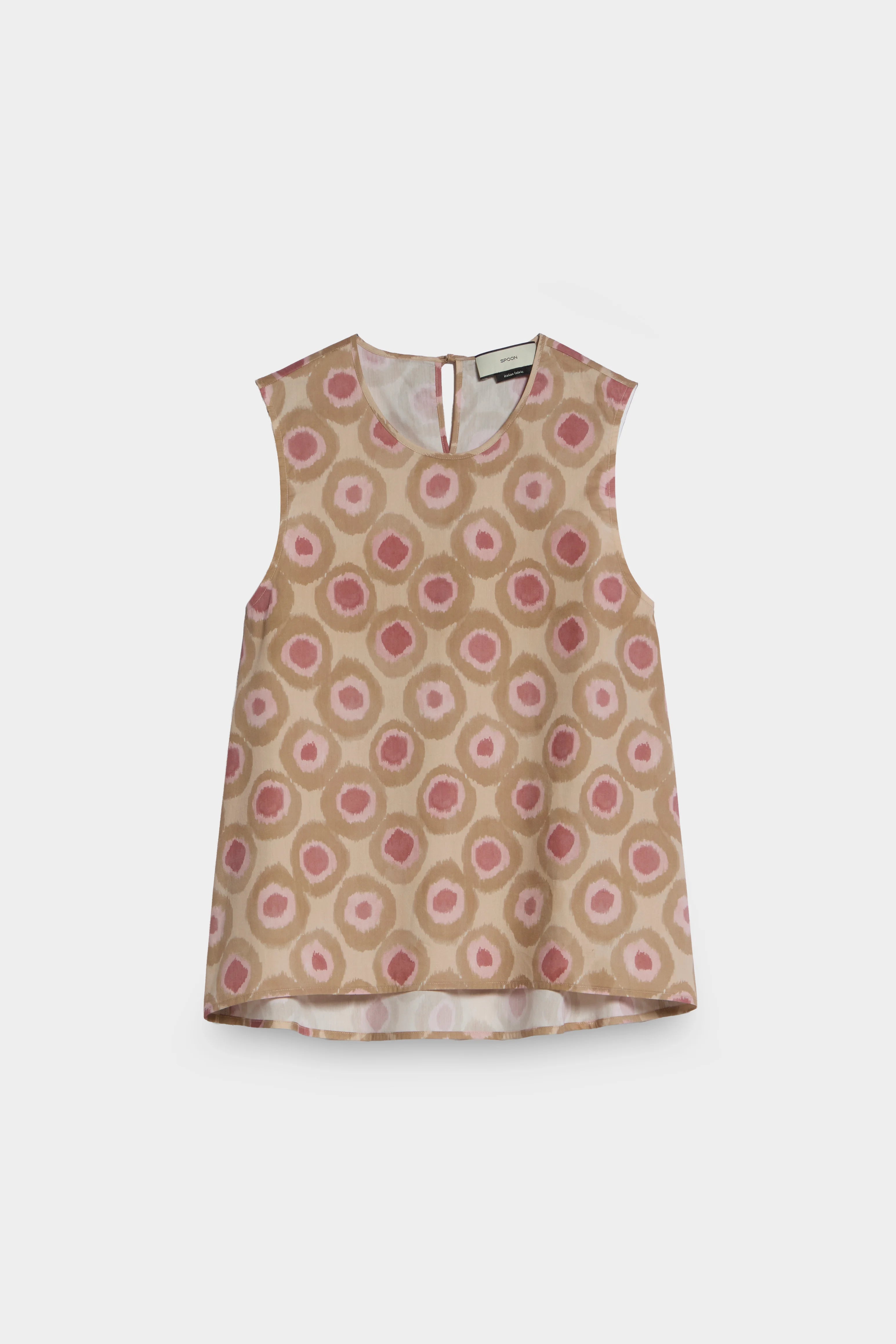 Printed Sleeveless Blouse with Slit