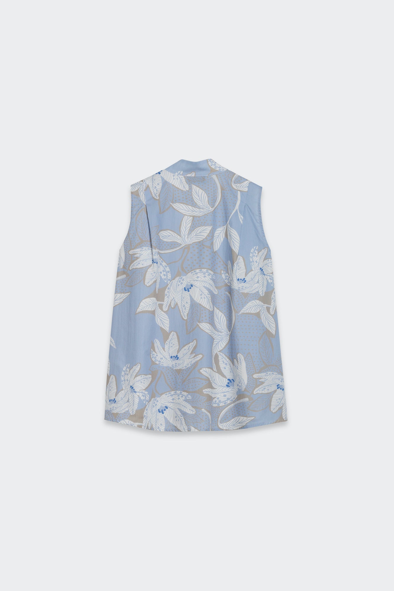 Printed Sleeveless Stand Up Collar Blouse back 