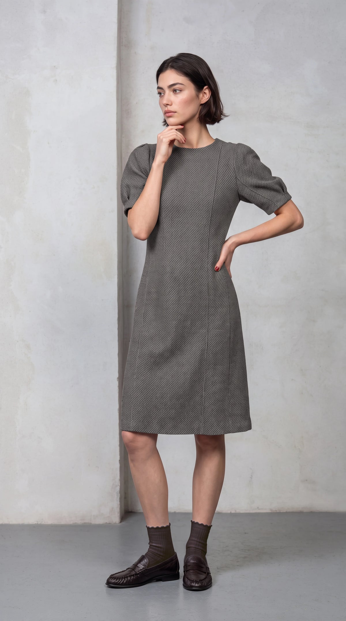 Puff Sleeve Dress model 