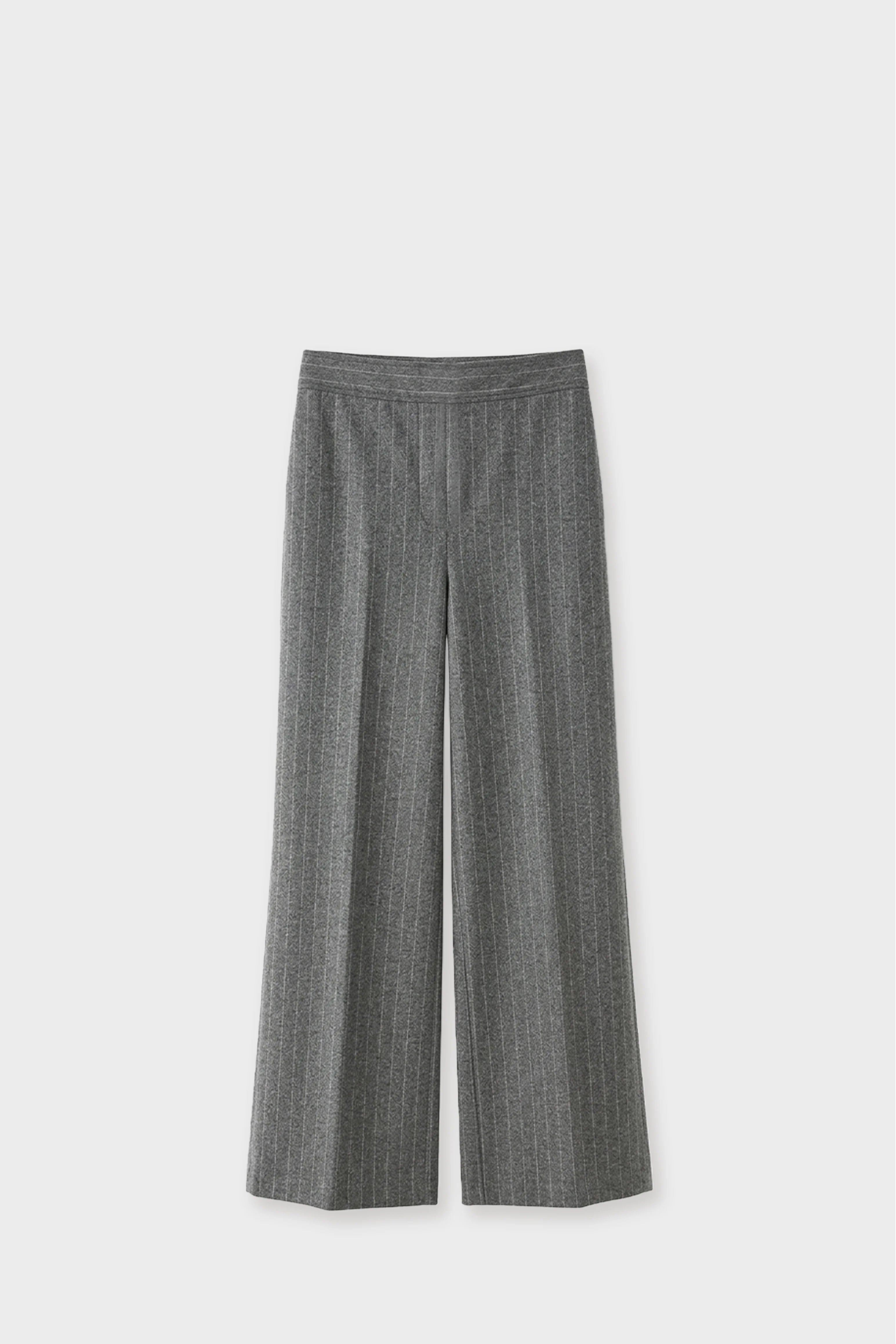 Relaxed Wide Pants front gray pinstripe 