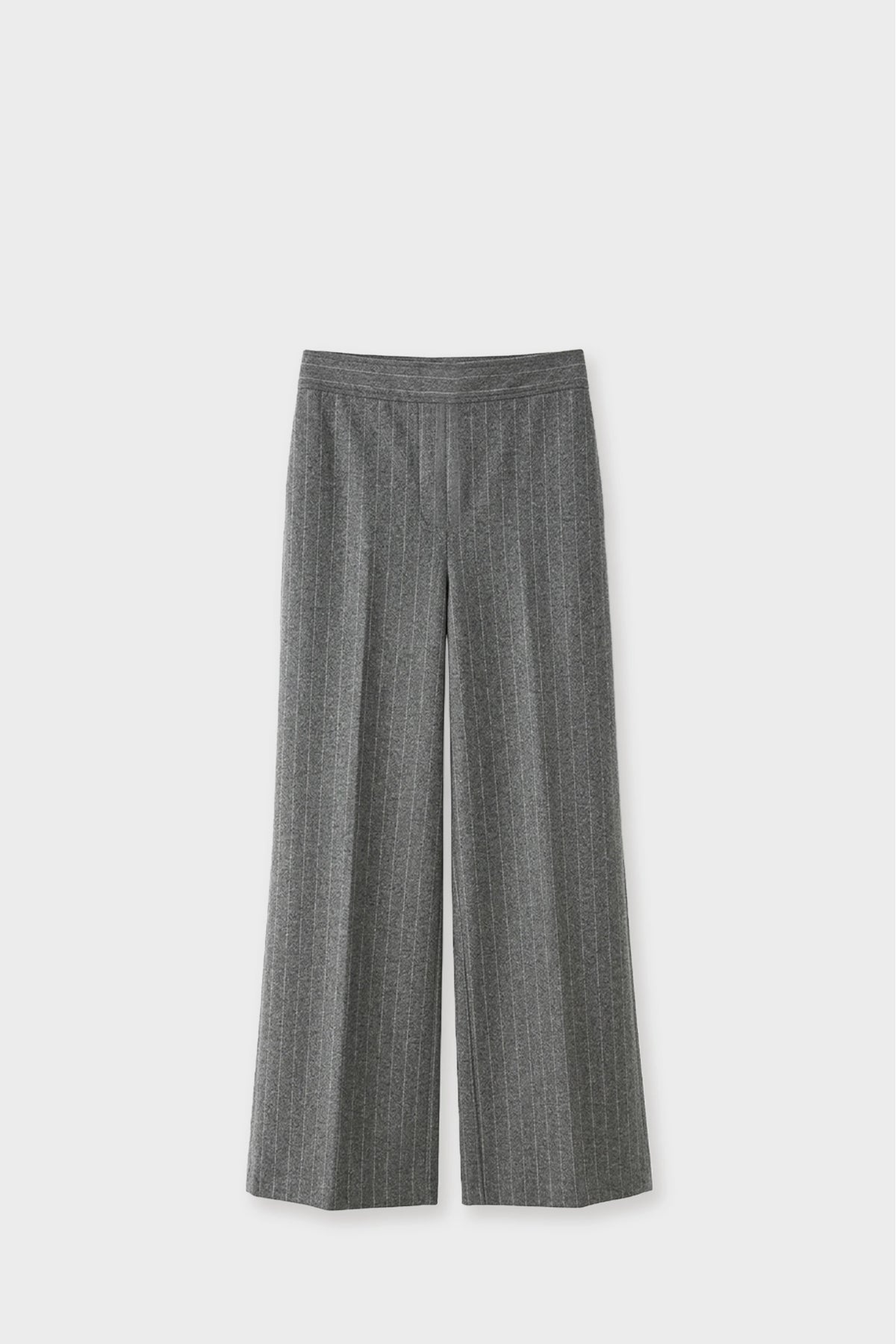 Relaxed Wide Pants front gray pinstripe 