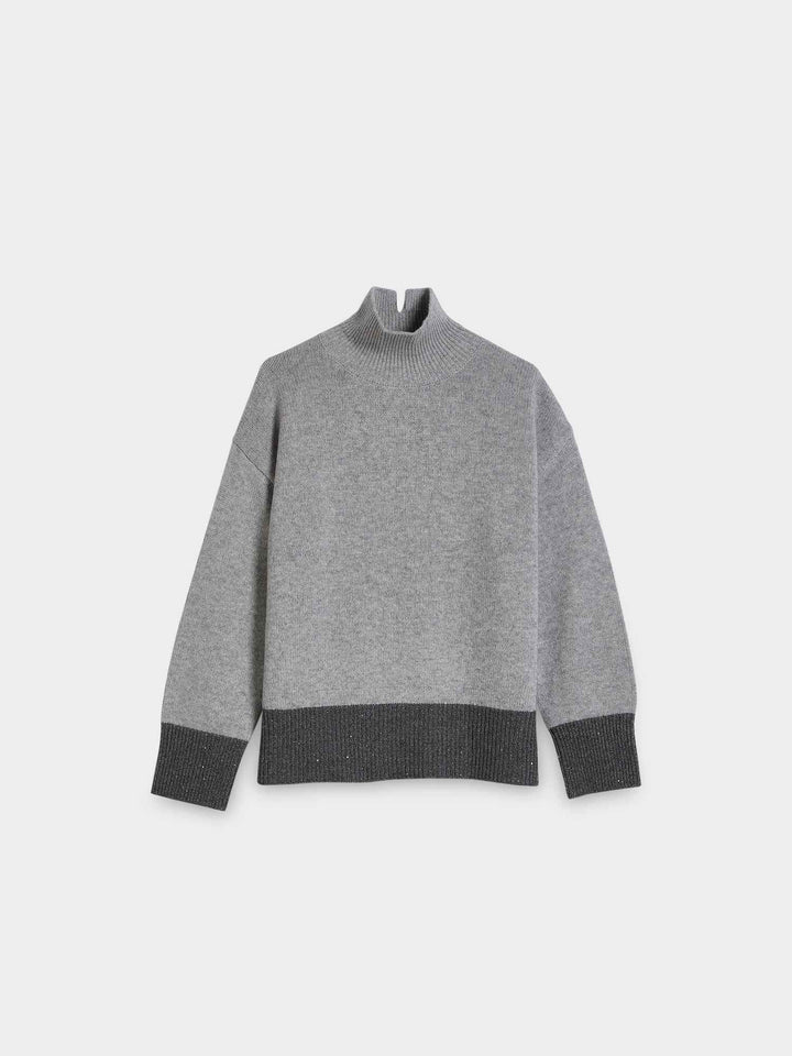 Rib Contrast Knit Sweater