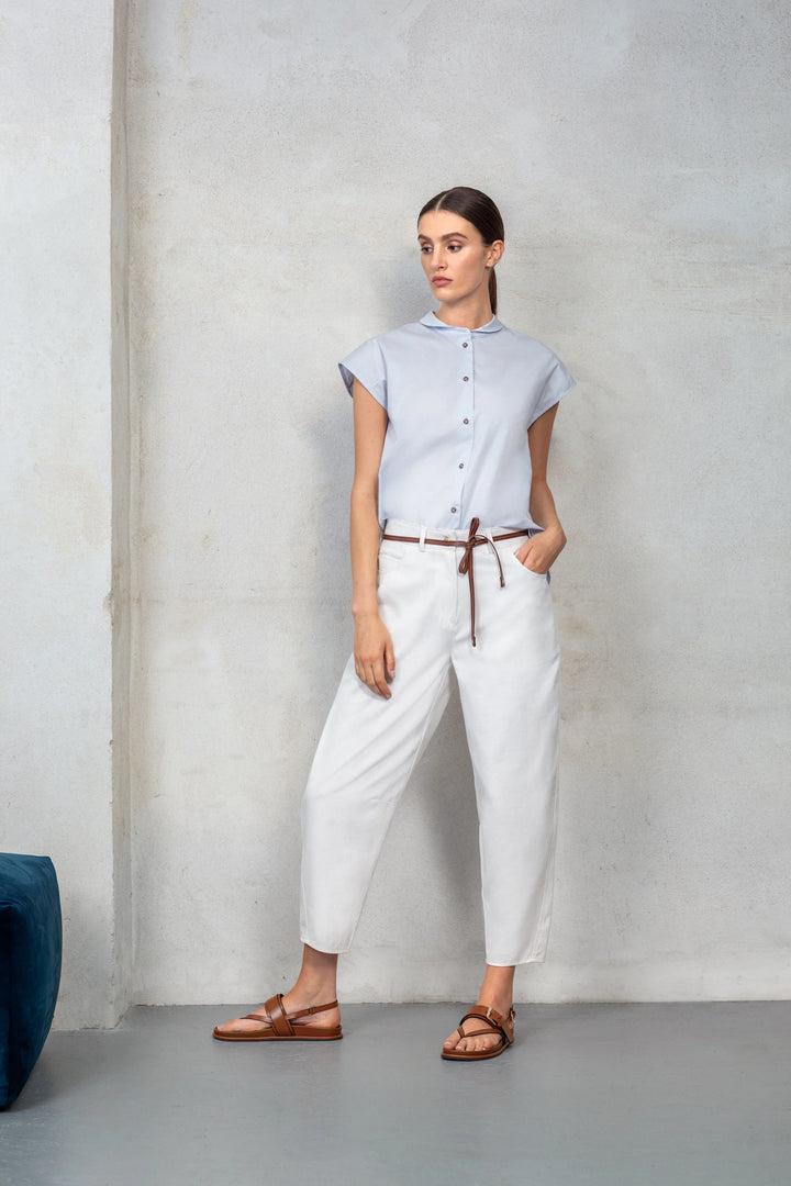 Roundish Collar T-Blouse