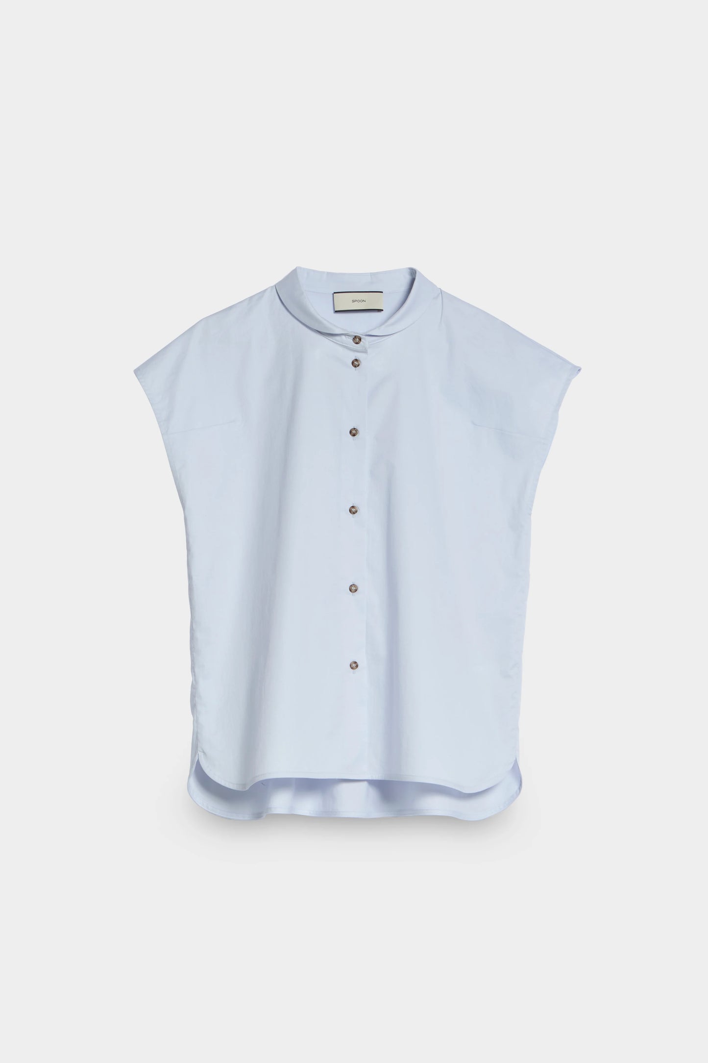 Roundish Collar T-Blouse front blue