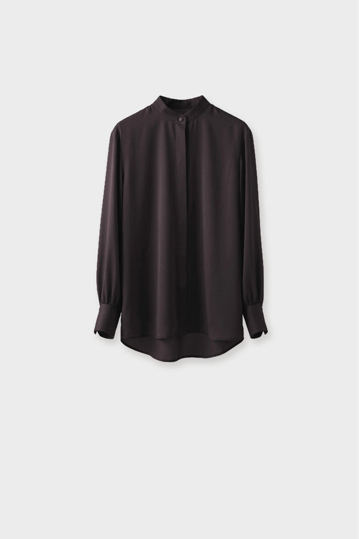 Satin Blouse front brown 