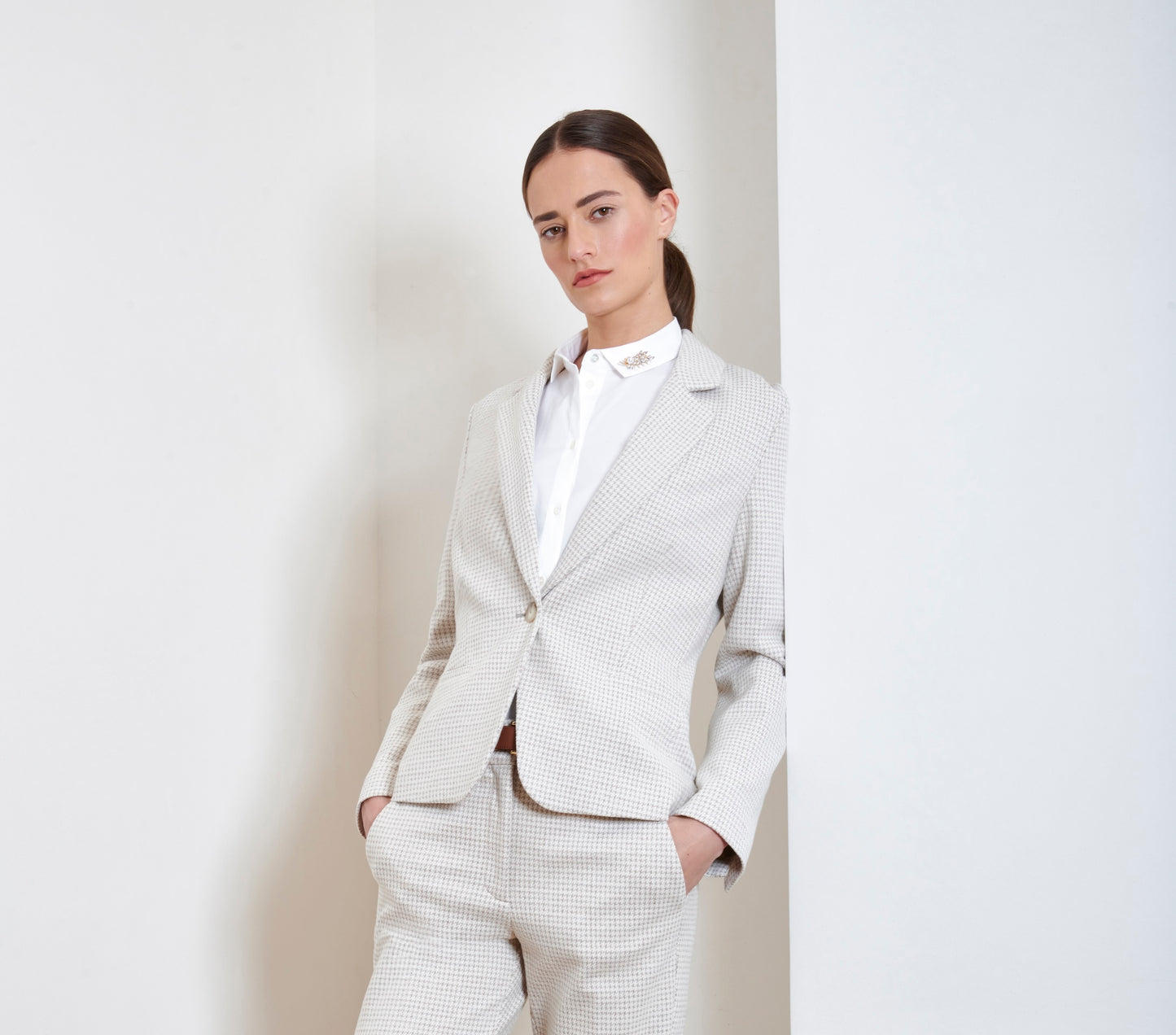 Blouse with Brooch Detail