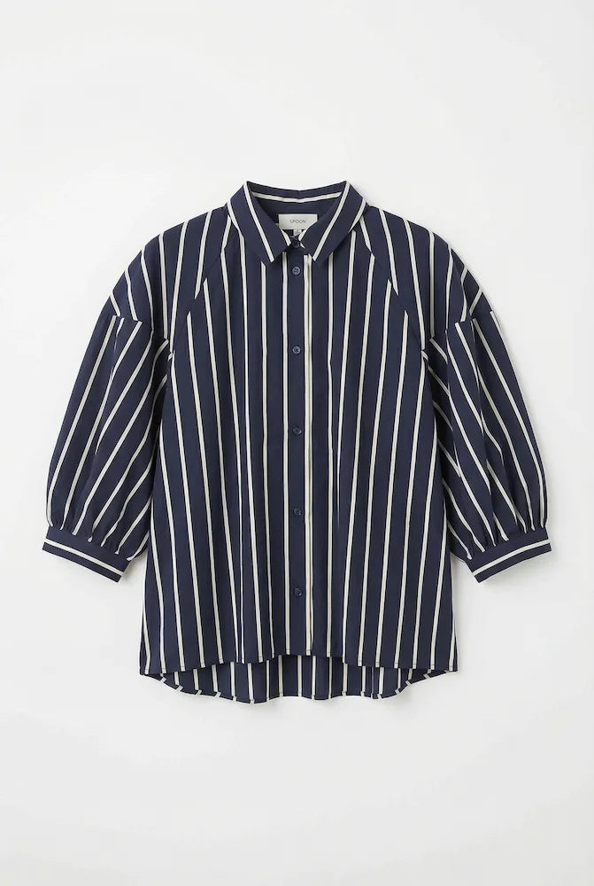 Striped Puff Sleeve Blouse front