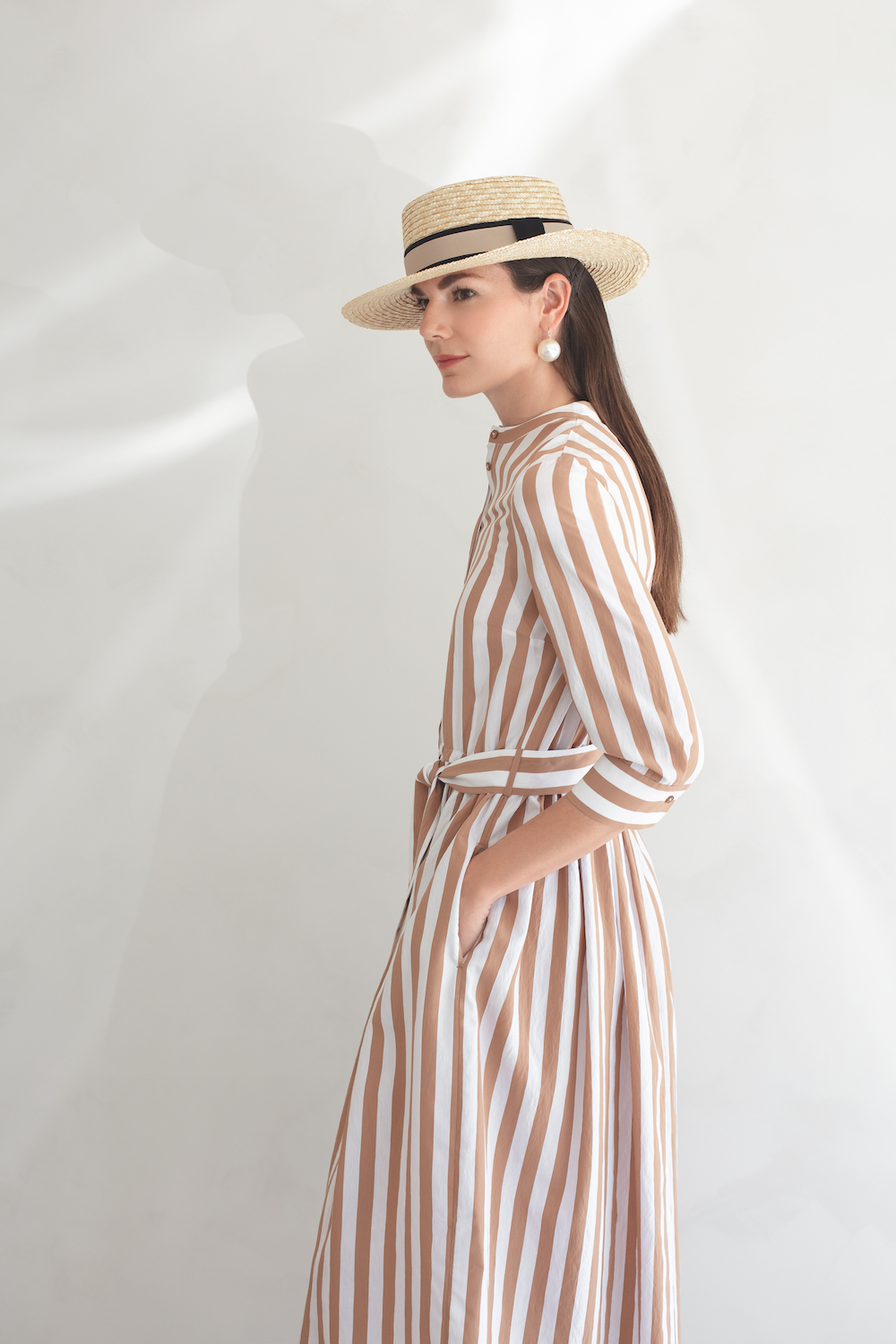 Striped Round Neck Long Dress