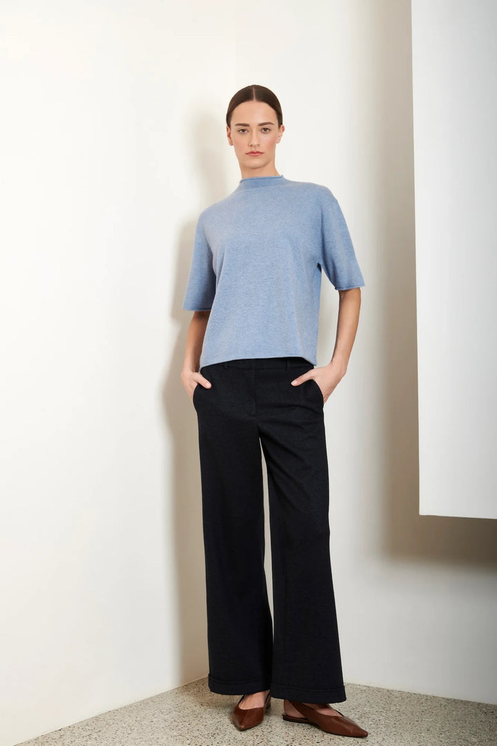 Thin Roll Edge Knit T-Shirt front