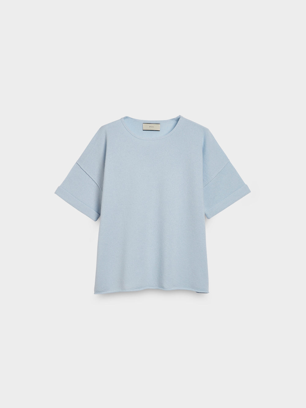 cashmere t-shirt with turned up sleeves blue