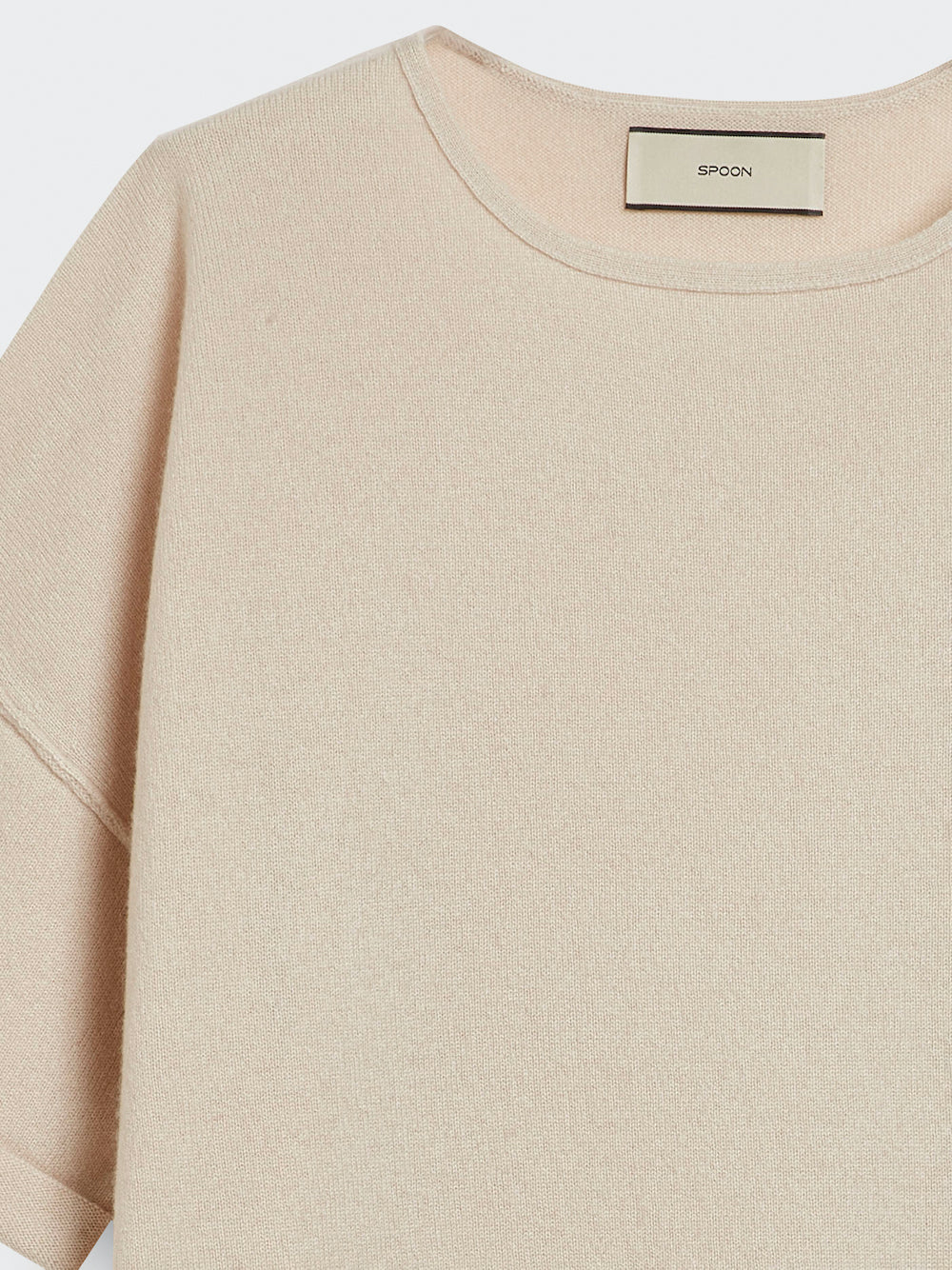 cashmere t-shirt with turned up sleeves detail