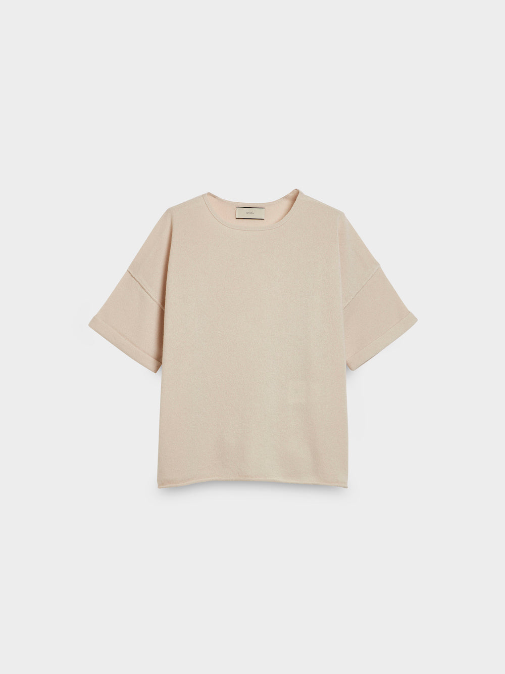 cashmere t-shirt with turned up sleeves front