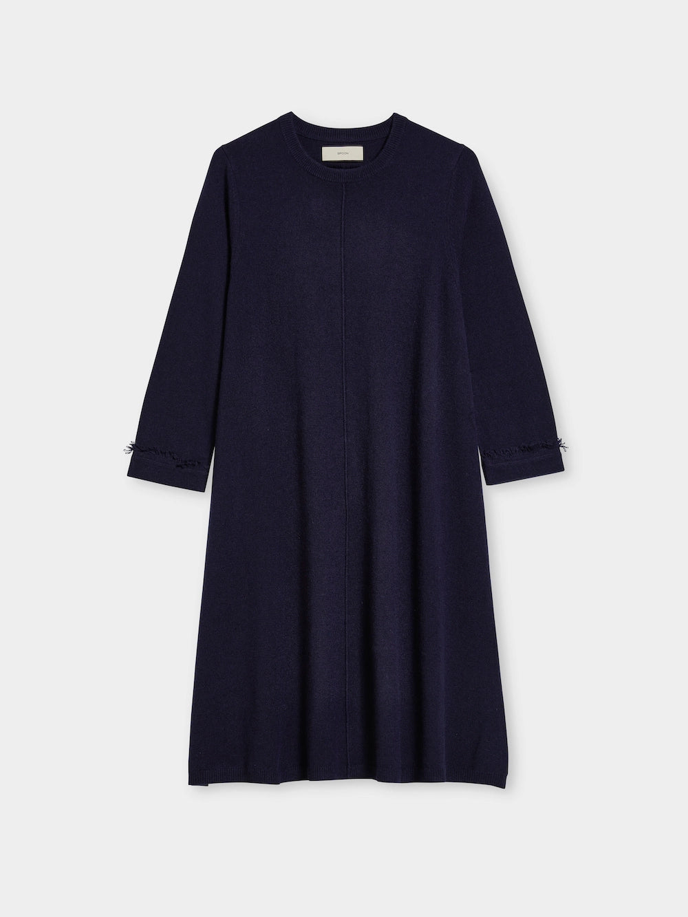 fringes wool cashmere dress navy front