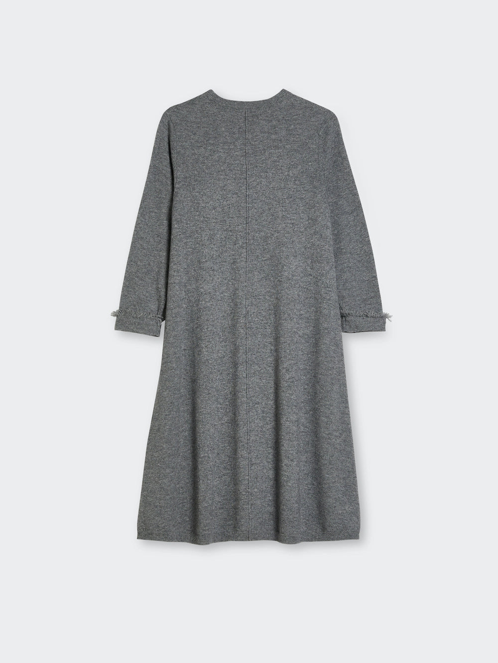 fringes wool cashmere dress grey back