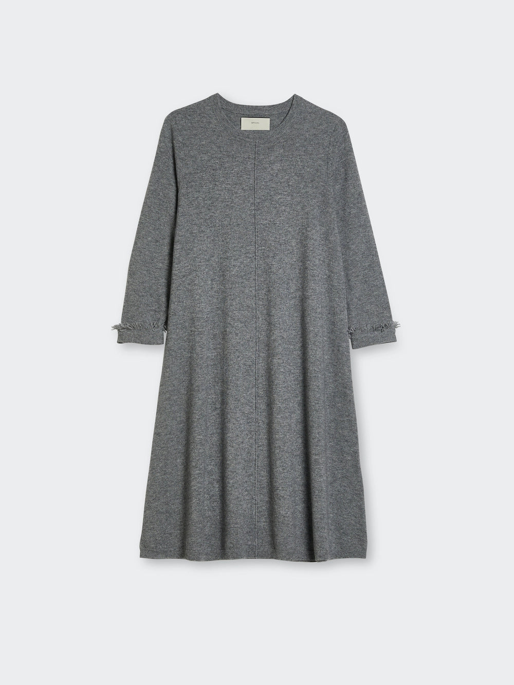 fringes wool cashmere dress grey front