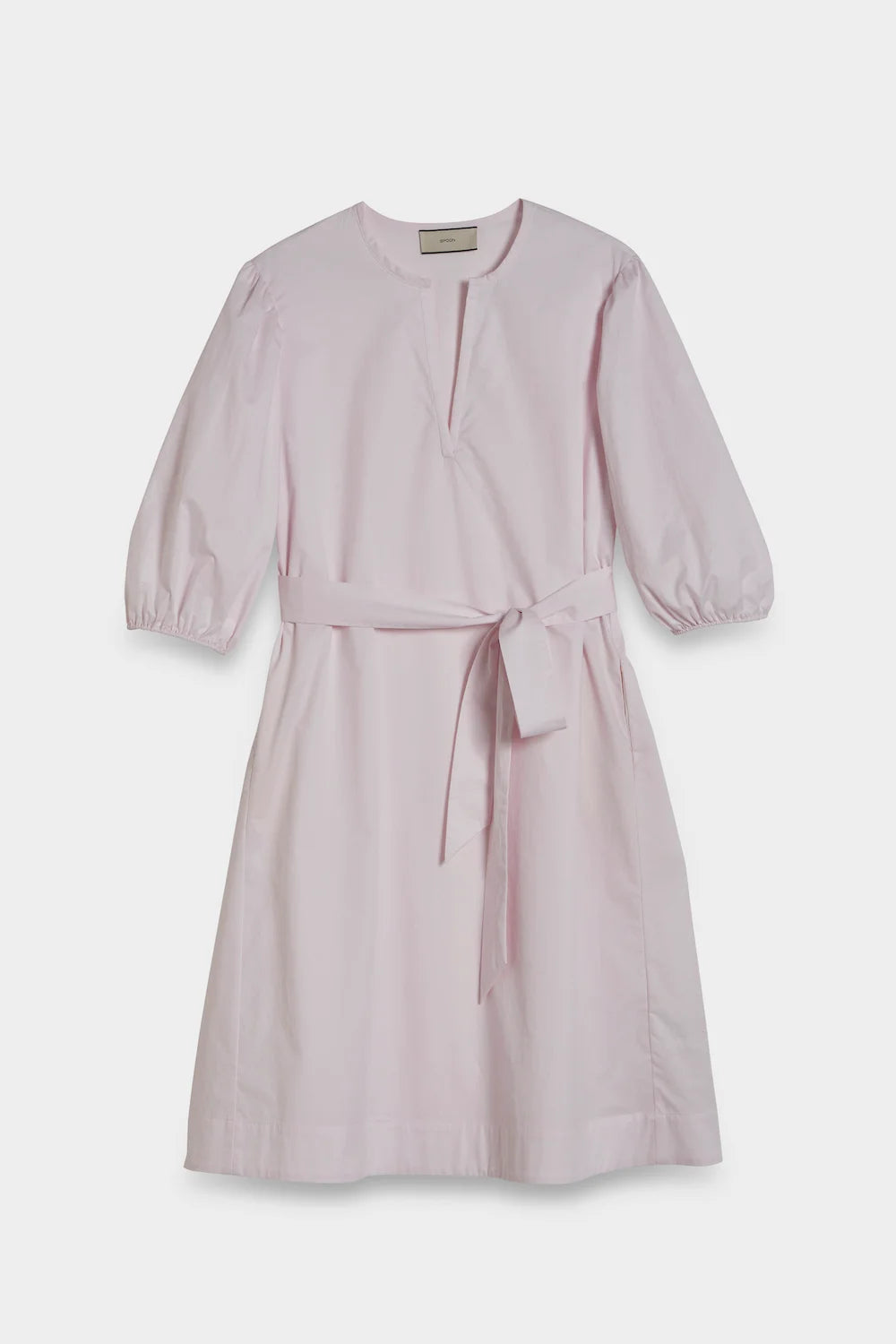 gathered sleeves poplin dress rose front